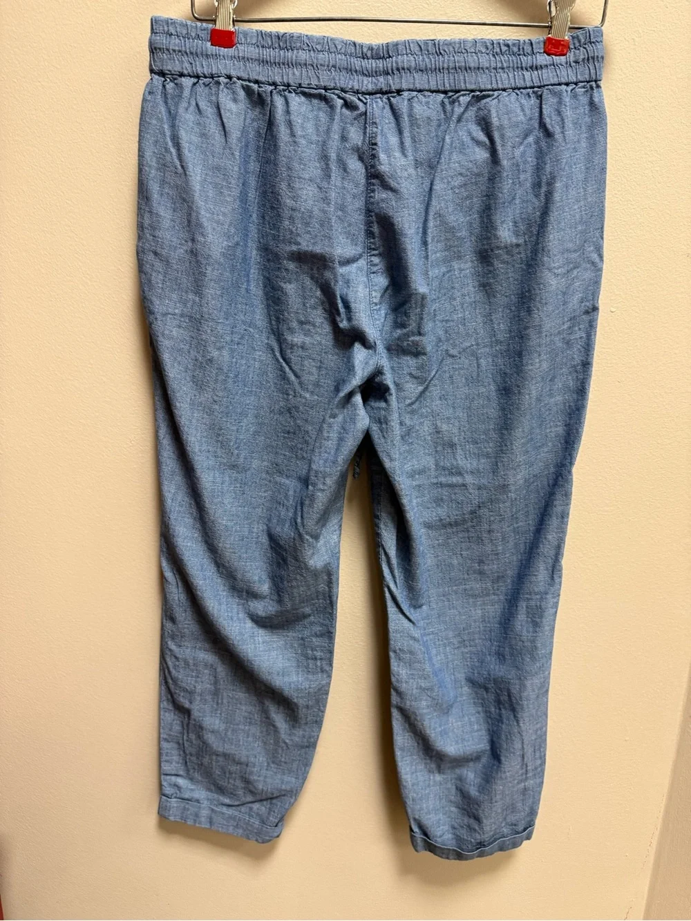 J.Crew Chambray Jogger Pants Size 8 Light Wash Pull-On 100% Cotton Casual